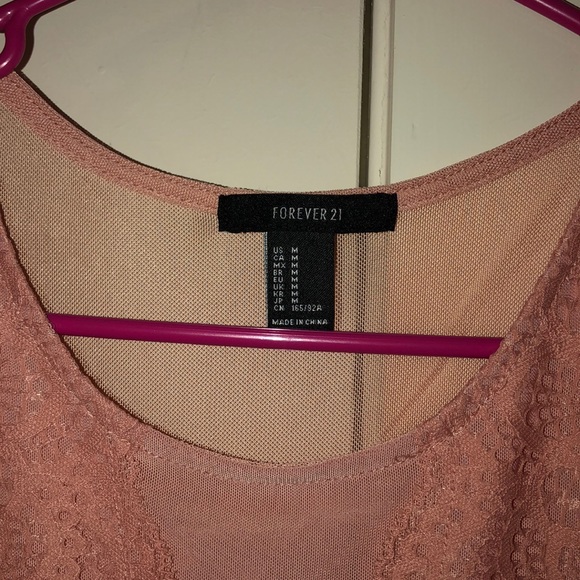 Forever21 pink Lace Mesh Bodysuit - Picture 2 of 5